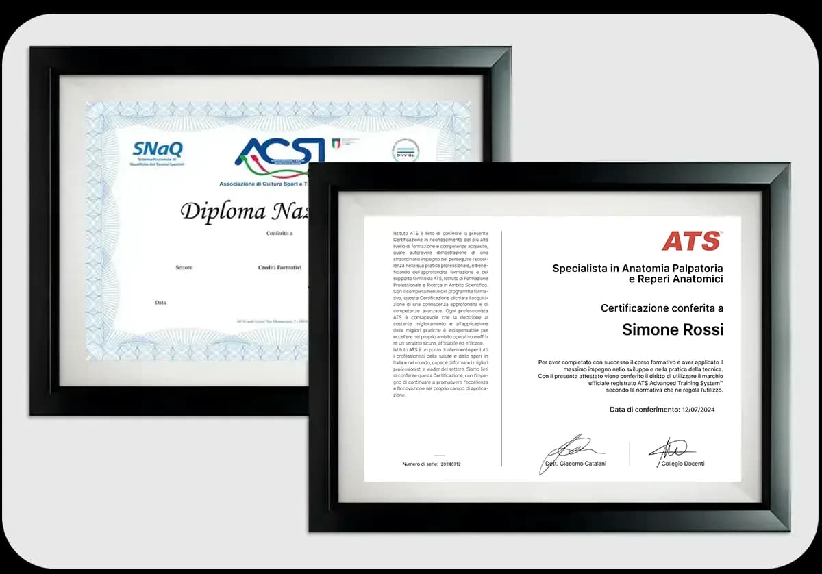 Diploma CONI e certificazione ufficiale di Anatomia Palpatoria